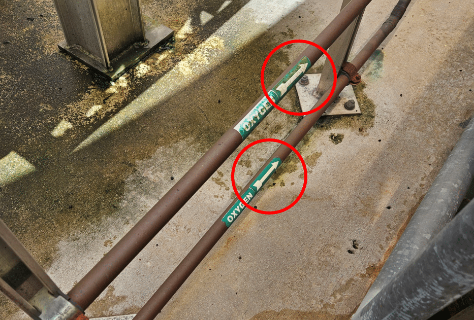 Oxygen-Gas-Piping-with-Labels-with-Red-Callout-Circles - Poll Data Released on Hospital Piping Schematics | HydroCorp - HydroCorp