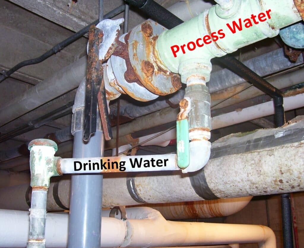 Potable-and-Process-Water-Interconnection-Cross-Connection-Piping - “Cross-Connection Control” or “Backflow Prevention”: What’s The Difference? | HydroCorp - HydroCorp