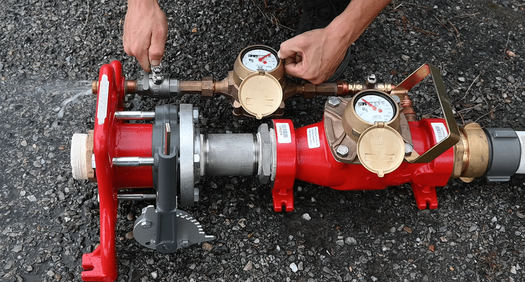 Meter-Testing-Technician---hands-on-test-gauge - Cross-Connection Control & Backflow Prevention for Utilities - HydroCorp
